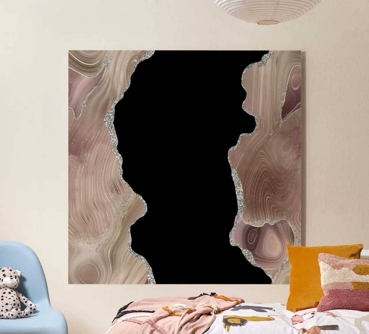Texture Agate Taupe & Argent pailleté 02 plexiglas de Gemstone Textures