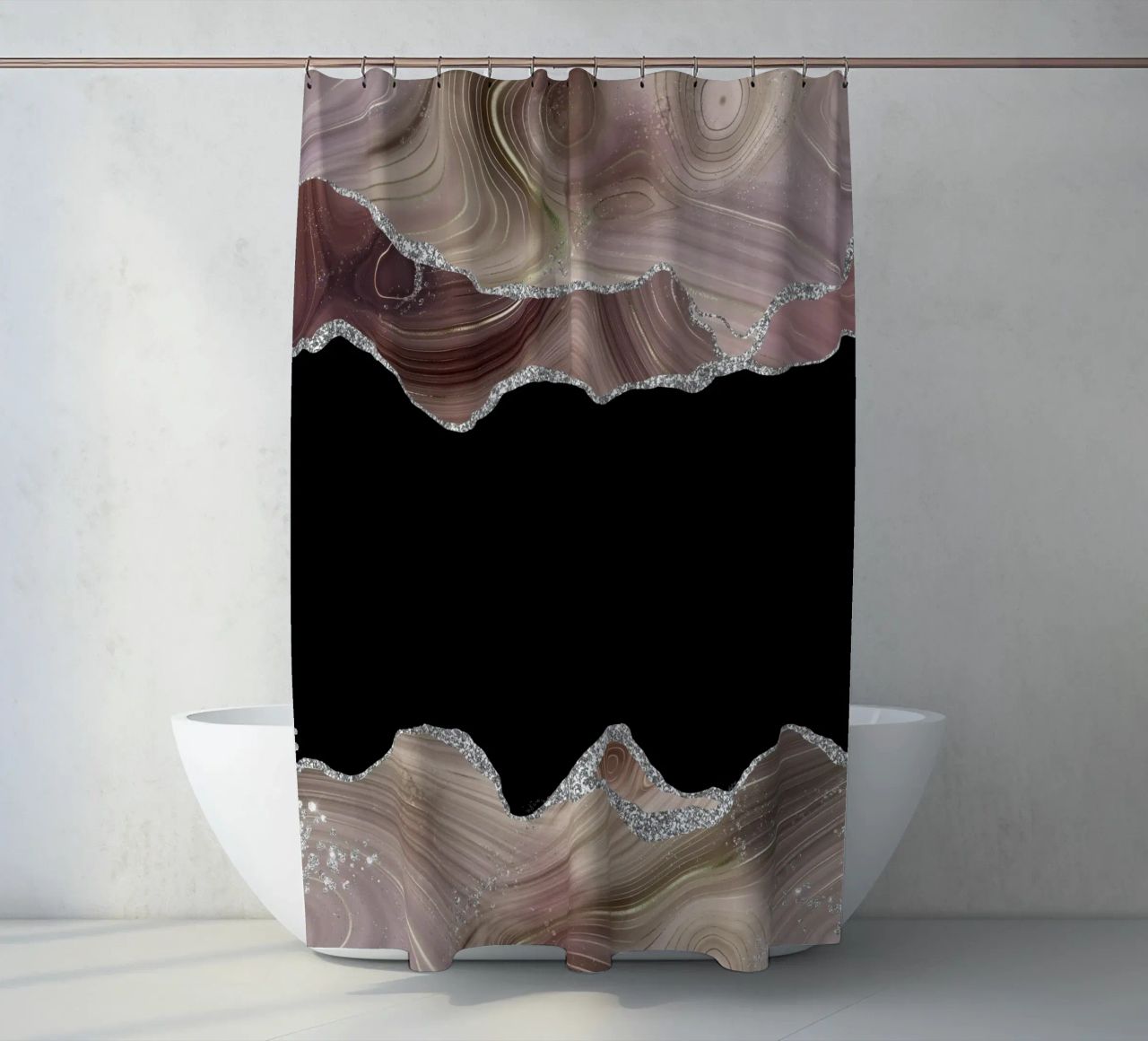 Agata scintillante taupe e argento Texture 03 tenda da doccia da Gemstone Textures