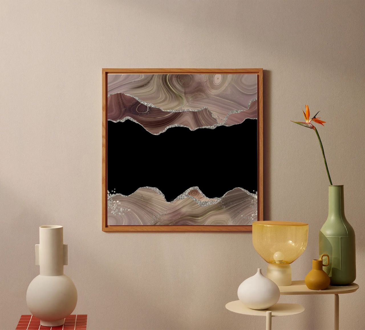 Agata scintillante taupe e argento Texture 03 alluminio dibond da Gemstone Textures