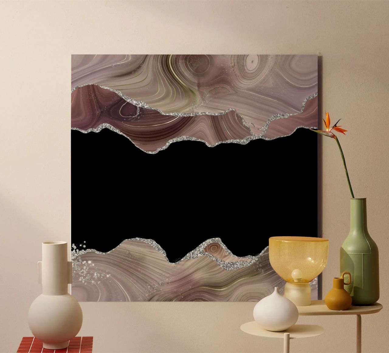 Agata scintillante taupe e argento Texture 03 alluminio dibond da Gemstone Textures