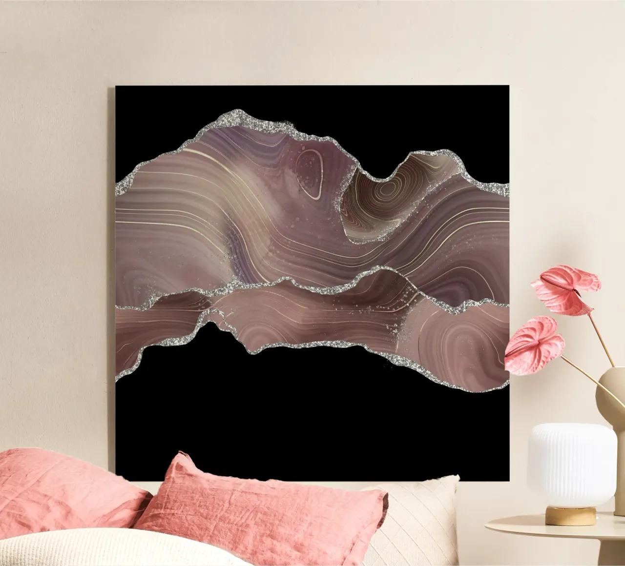 Agata glitterata taupe e argento Texture 04 plexiglass da Gemstone Textures