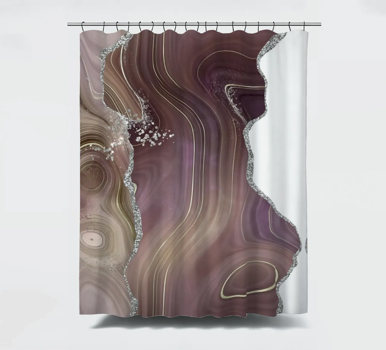 Agata glitterata taupe e argento Texture 05 tenda da doccia da Gemstone Textures