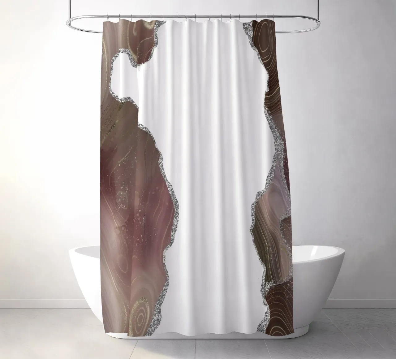 Gris topo y plata purpurina Ágata Textura 06 cortina de baño de Gemstone Textures