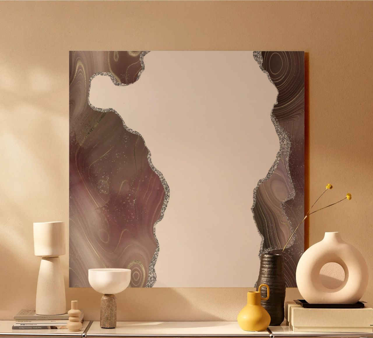 Agata glitterata taupe e argento Texture 06 plexiglass da Gemstone Textures