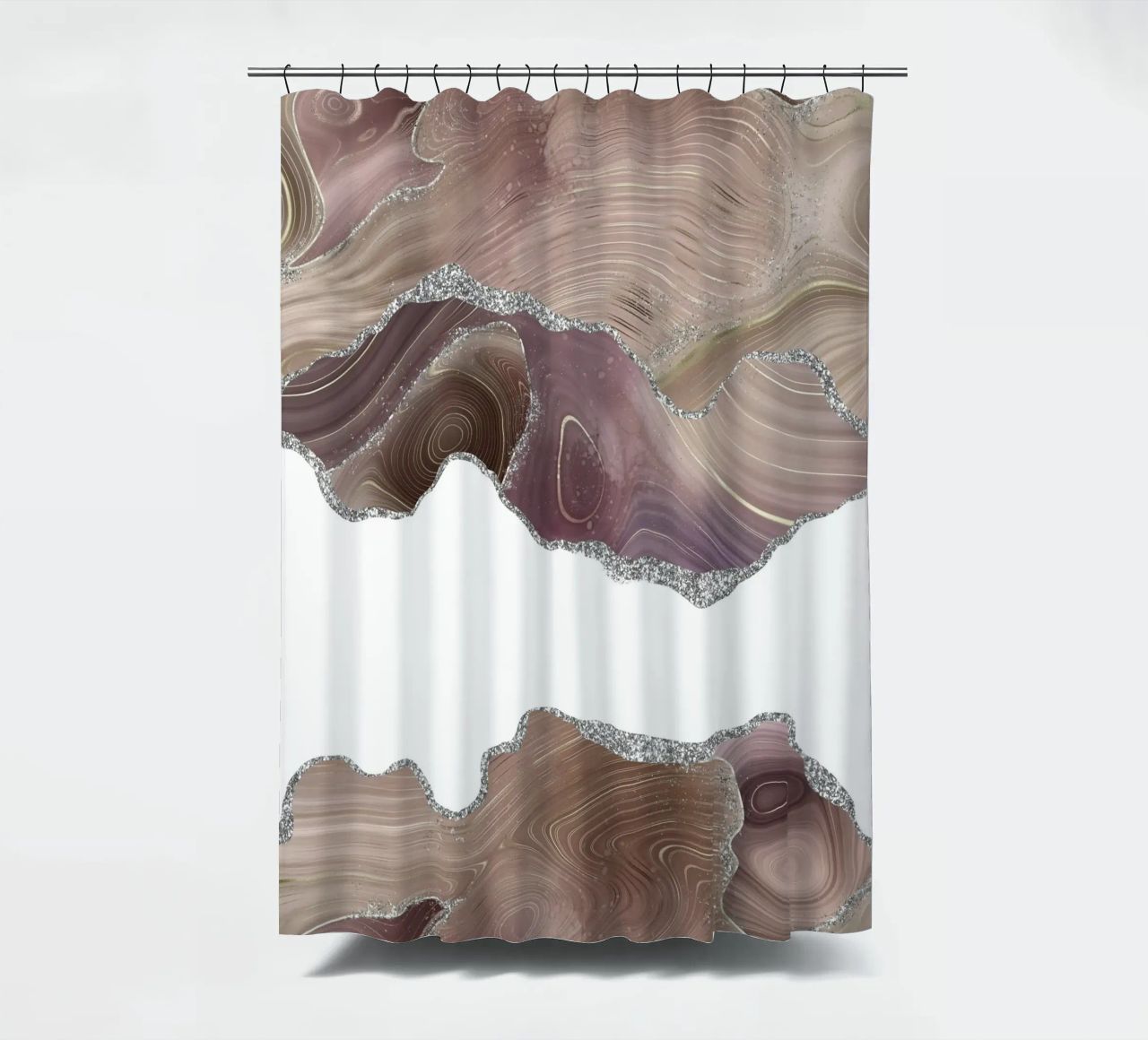 Texture Agata Taupe e Argento Glitter 07 tenda da doccia da Gemstone Textures