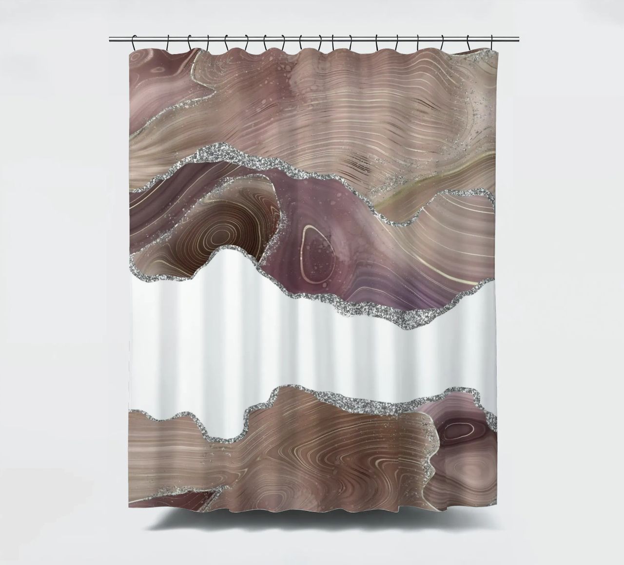 Texture Agata Taupe e Argento Glitter 07 tenda da doccia da Gemstone Textures