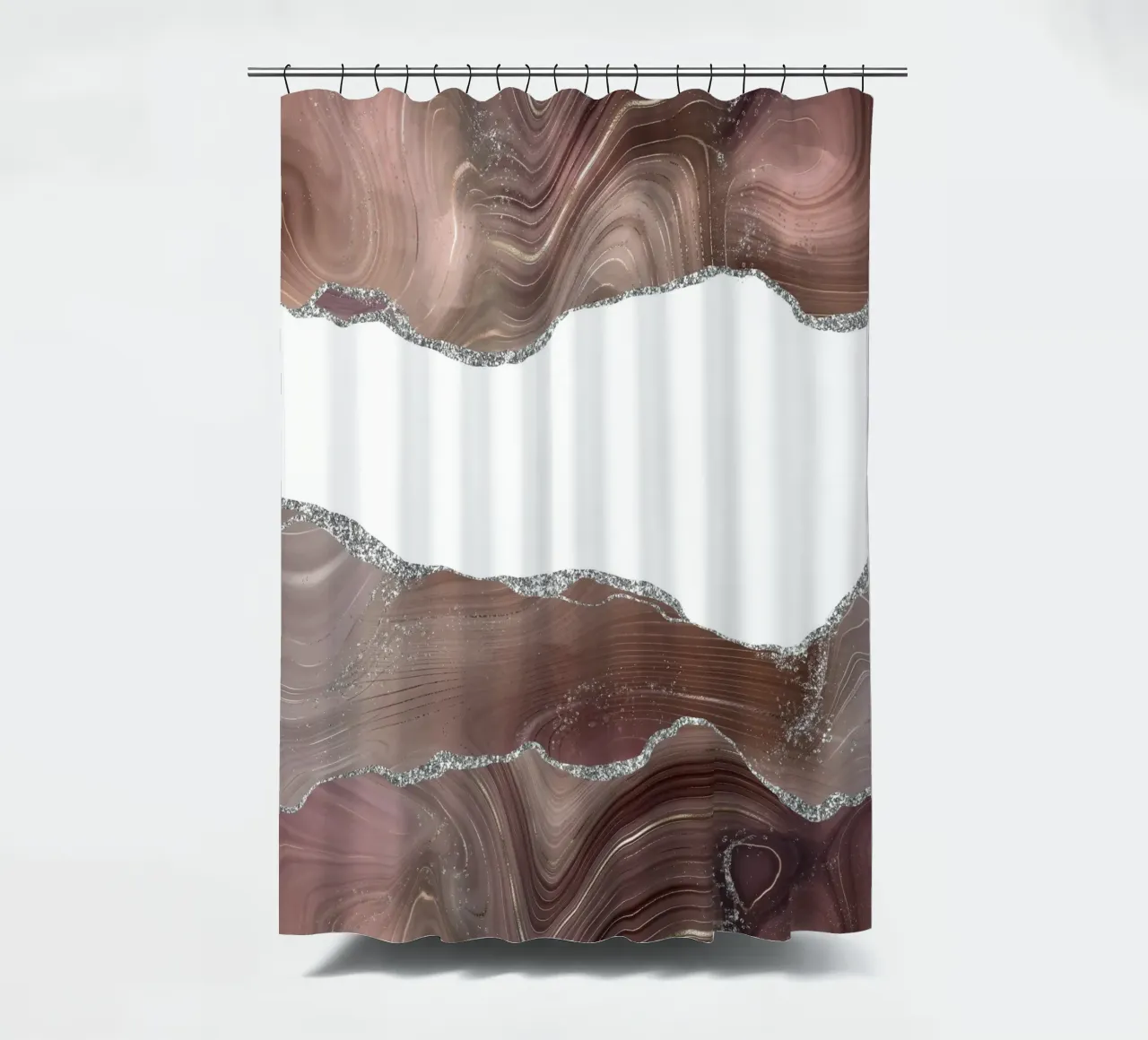 Gris topo y plata purpurina Ágata Textura 08 cortina de baño de Gemstone Textures