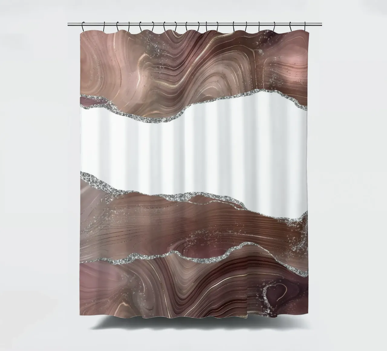 Gris topo y plata purpurina Ágata Textura 08 cortina de baño de Gemstone Textures