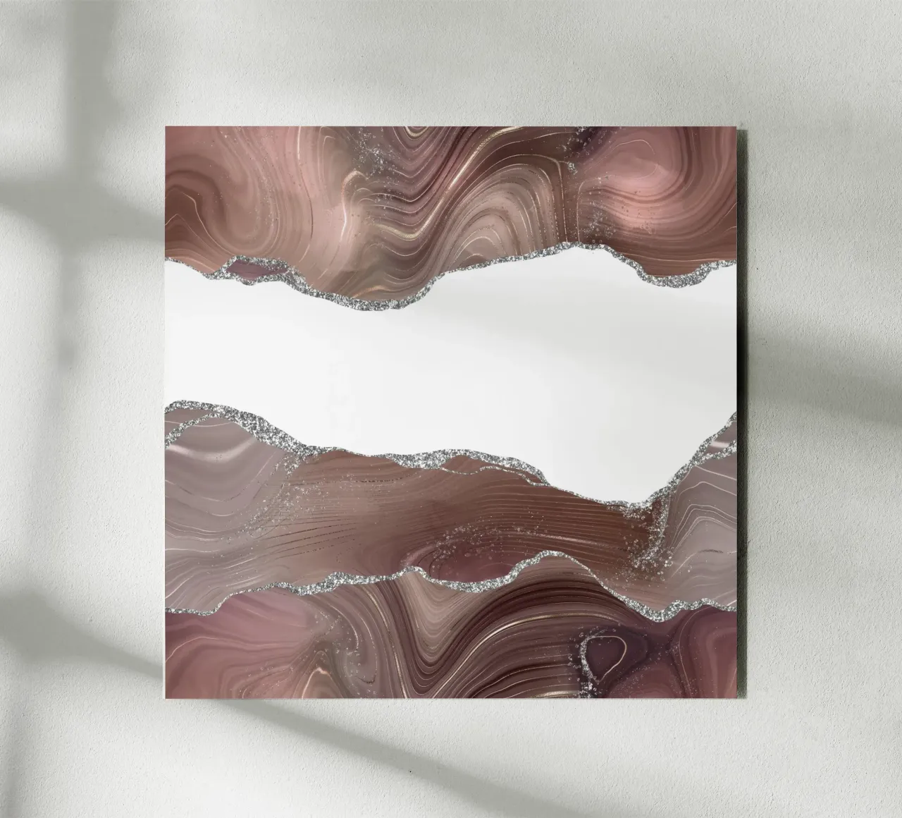 Taupe & Zilver Glitter Agaat Textuur 08 aluminium-dibond van Gemstone Textures