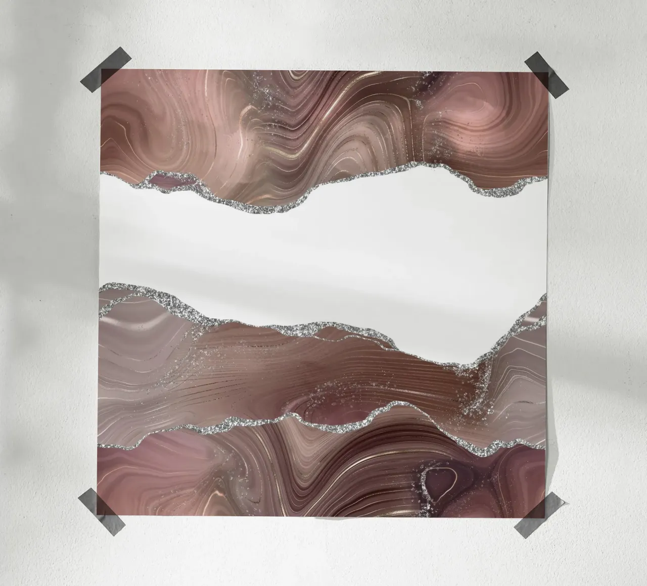 Taupe & Zilver Glitter Agaat Textuur 08 poster van Gemstone Textures