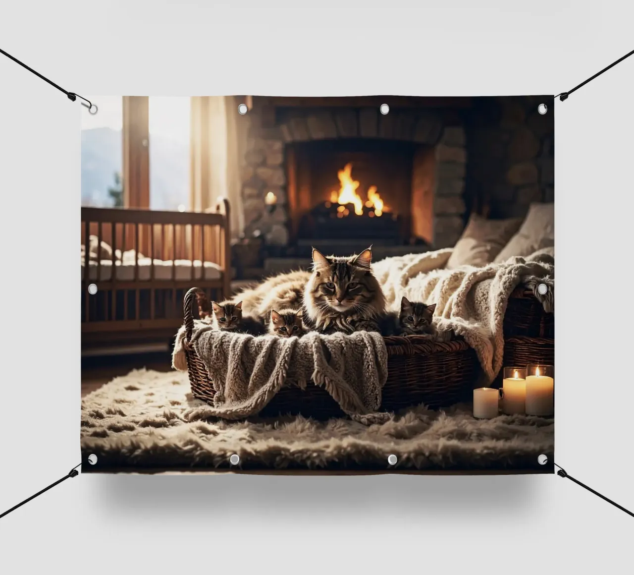 CHATTE ET TROIS CHATONS. telo in pvc da Thierry vobmann photography