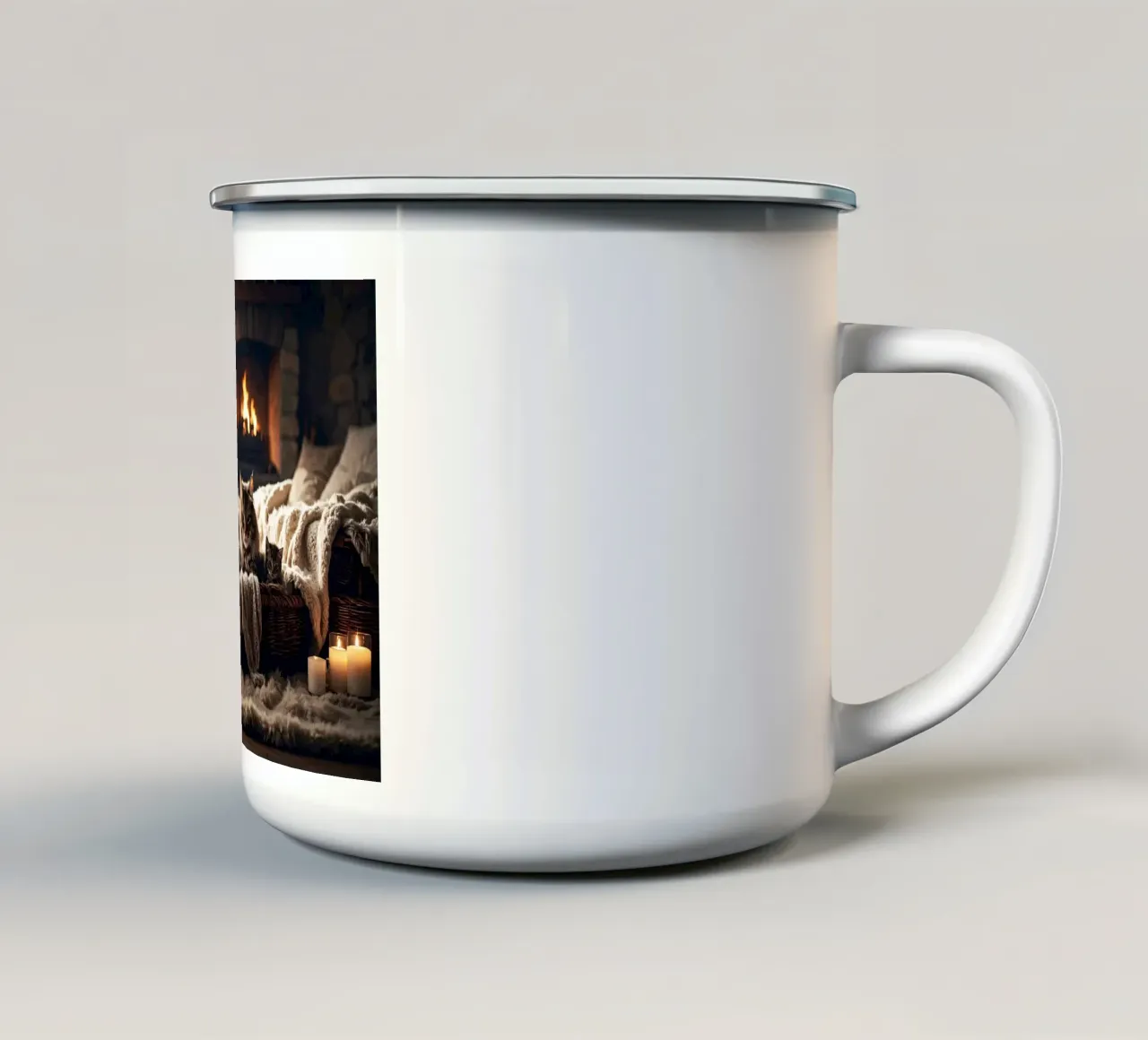 CHATTE ET TROIS CHATONS. tazza in smalto da Thierry vobmann photography