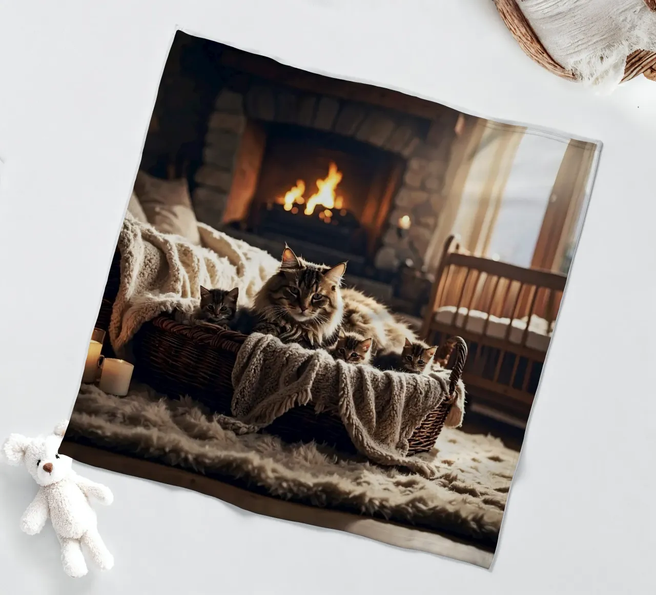 CHATTE ET TROIS CHATONS. coperta in pile da Thierry vobmann photography