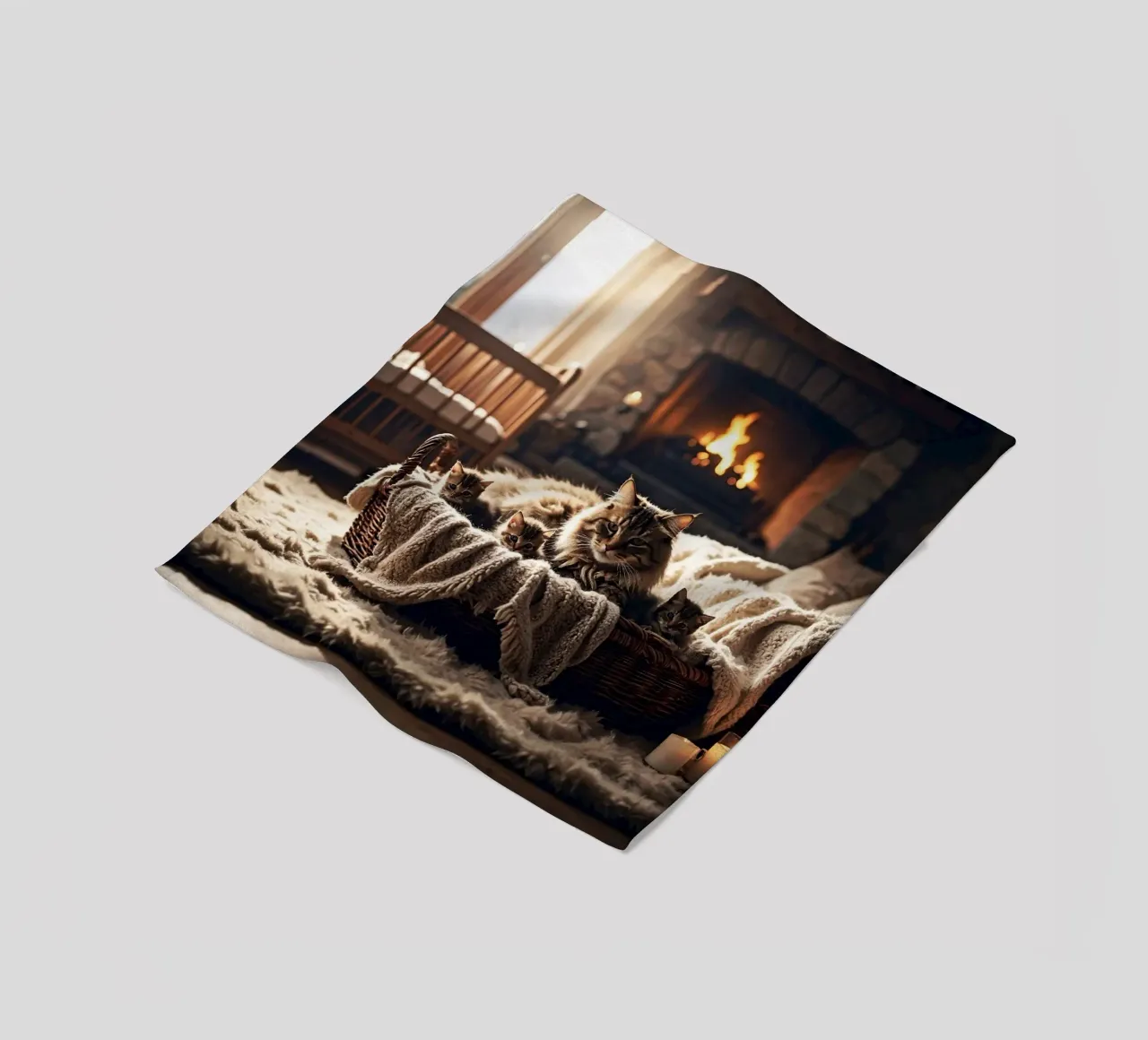 CHATTE ET TROIS CHATONS. coperta in pile da Thierry vobmann photography