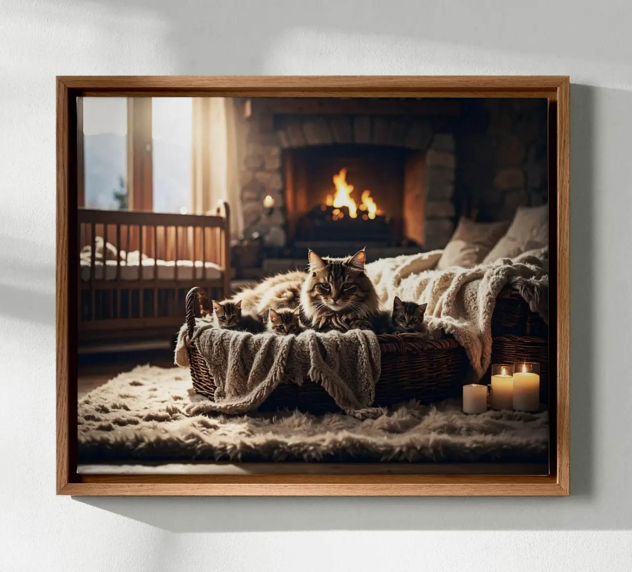 CHATTE ET TROIS CHATONS. tela con Cornice a cassetta da Thierry vobmann photography