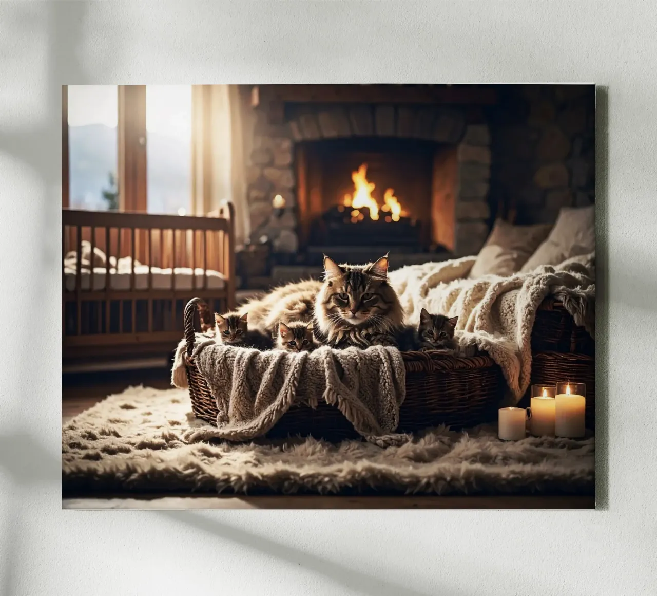 CHATTE ET TROIS CHATONS. tela con Cornice a cassetta da Thierry vobmann photography