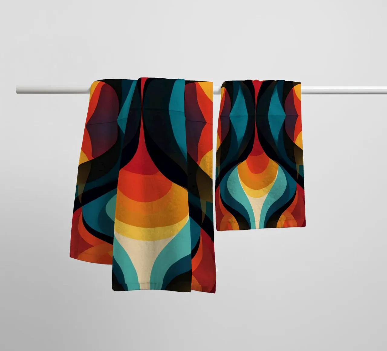 Modelli astratti in stile Midcentury e Dark Powers asciugamano da bagno da Autofocus
