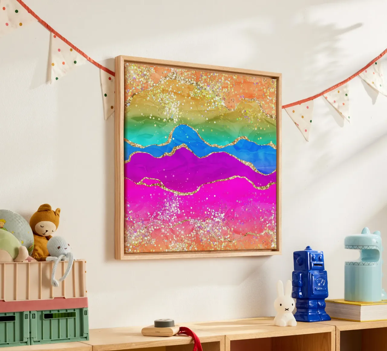 Regenboogschittering Agaat Textuur 01 canvas met Baklijst van Gemstone Textures