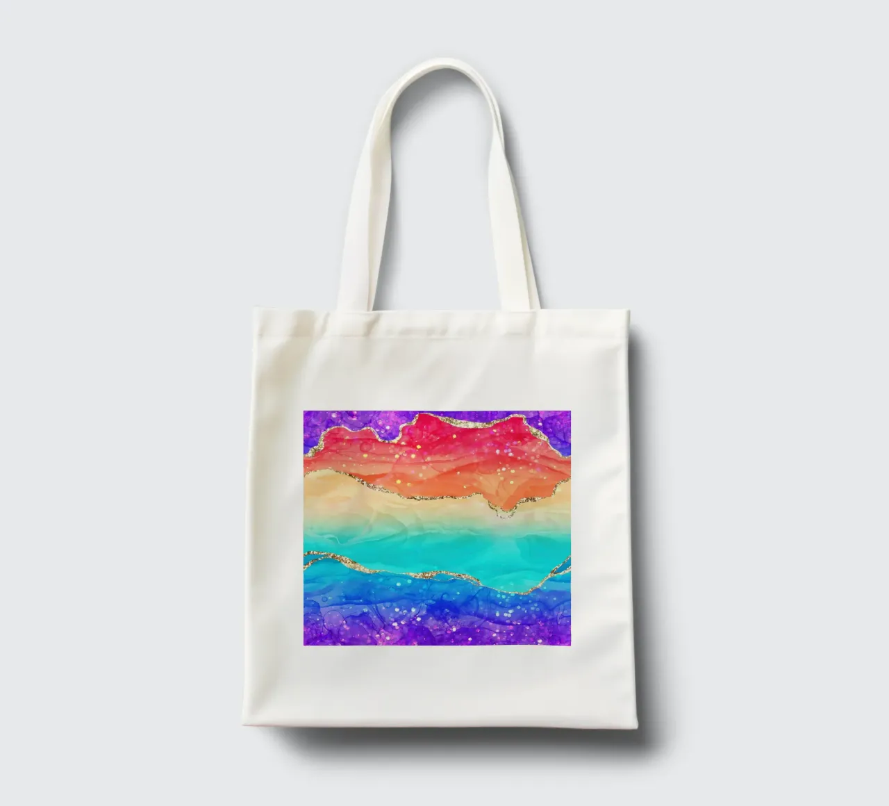 Lebendiger Regenbogen-Glitzer-Achat Struktur 02 Jutebeutel von Gemstone Textures