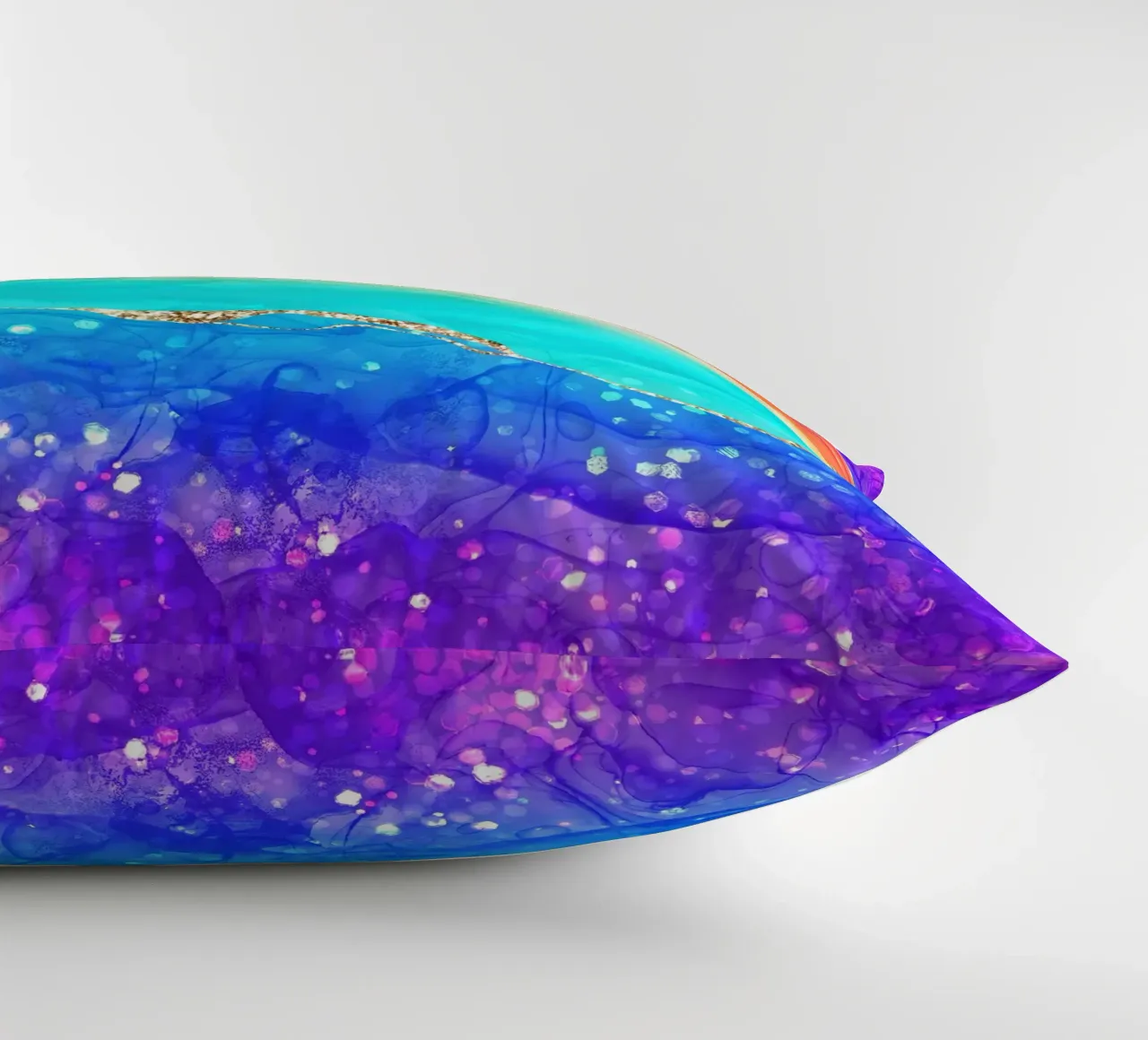 Lebendiger Regenbogen-Glitzer-Achat Struktur 02 Kissen von Gemstone Textures