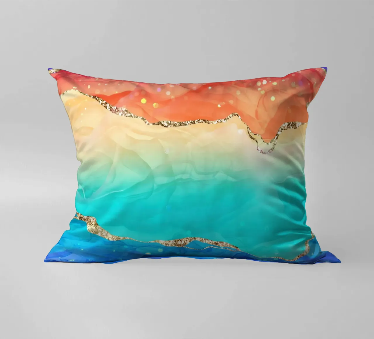 Lebendiger Regenbogen-Glitzer-Achat Struktur 02 Kissen von Gemstone Textures