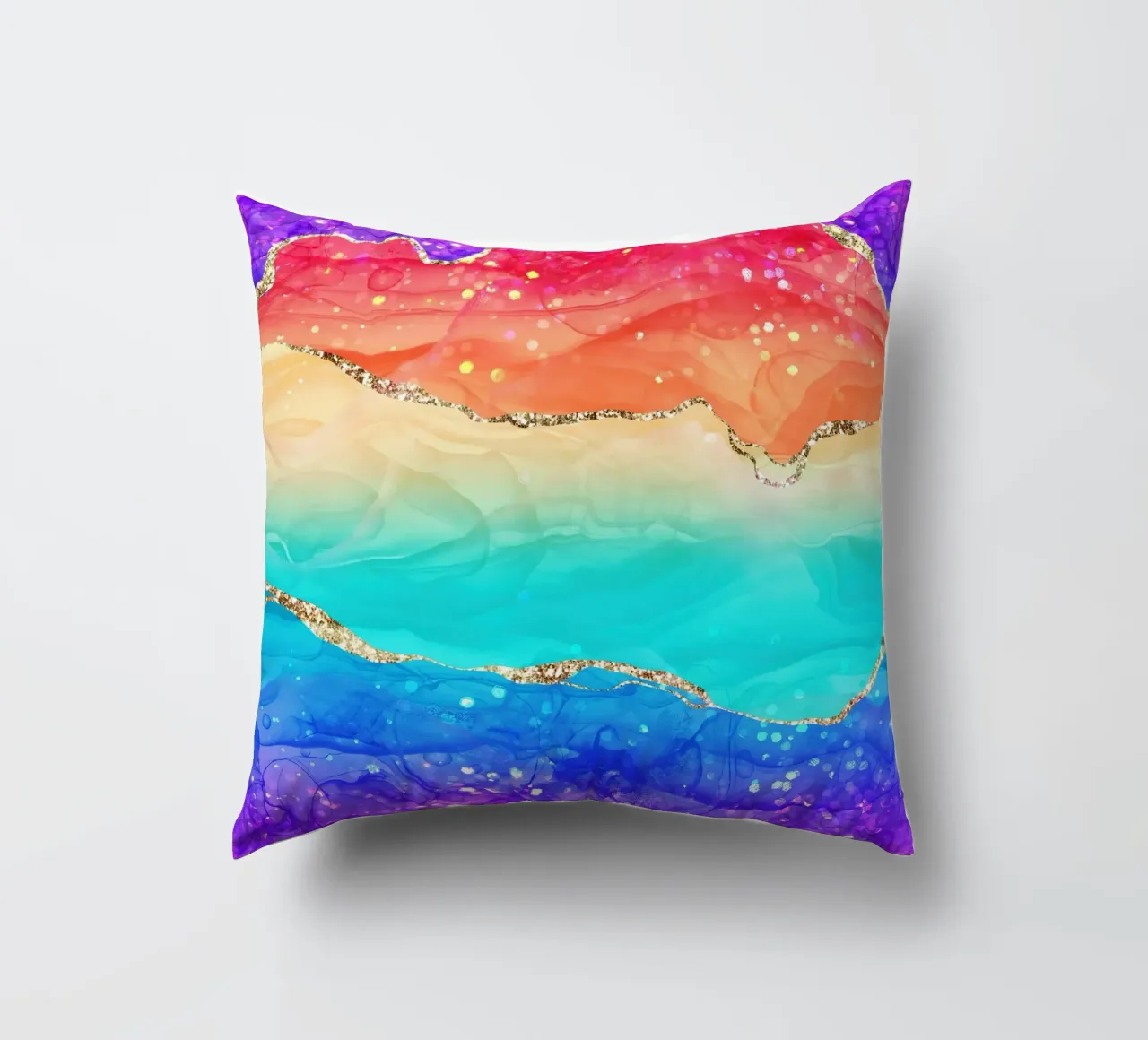 Lebendiger Regenbogen-Glitzer-Achat Struktur 02 Kissen von Gemstone Textures