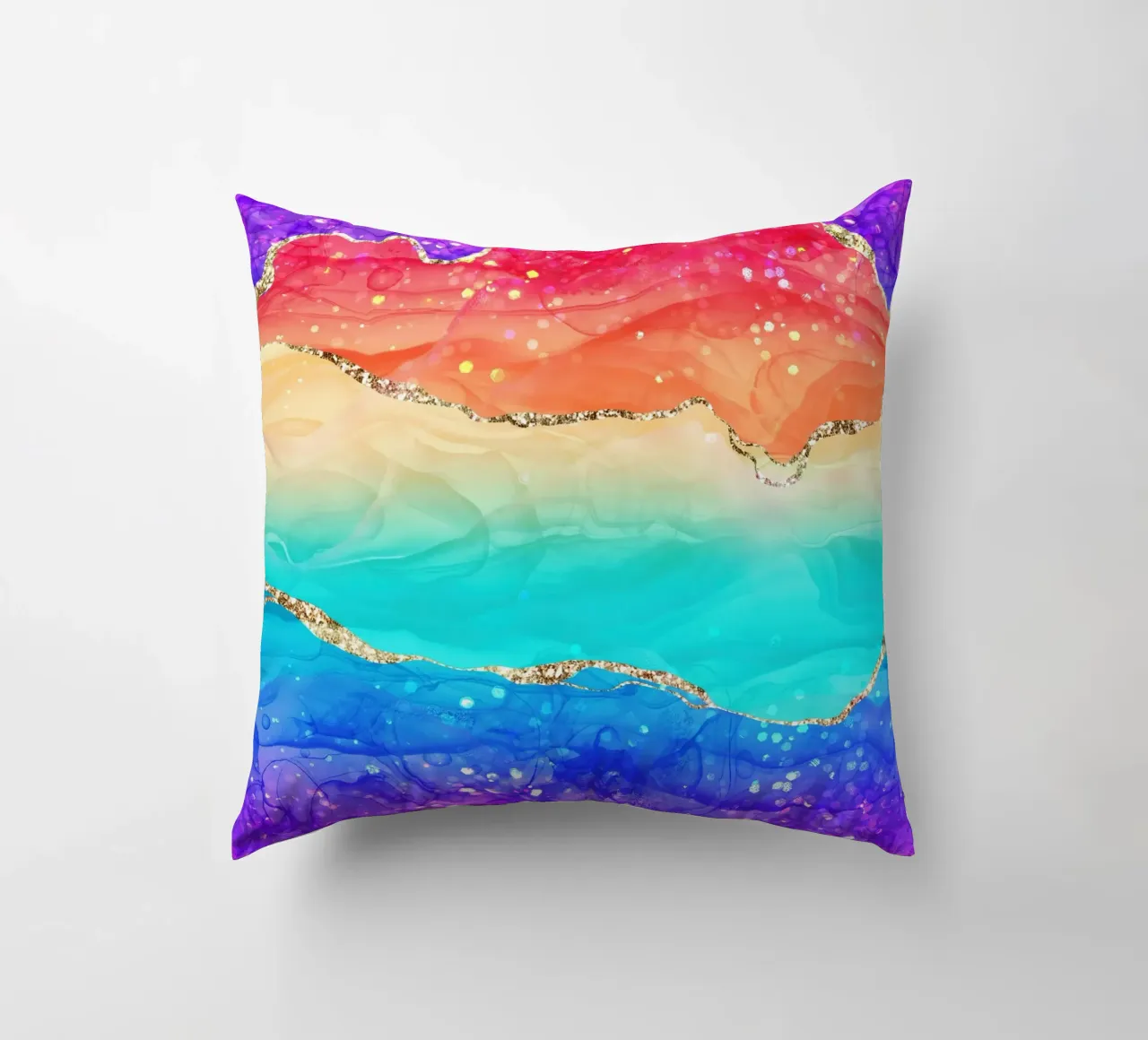 Lebendiger Regenbogen-Glitzer-Achat Struktur 02 Kissen von Gemstone Textures