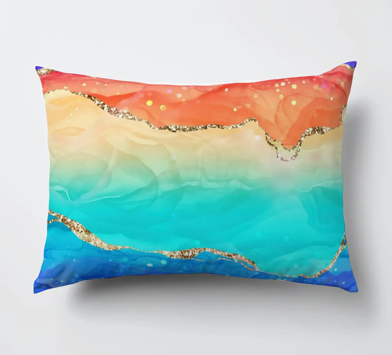 Lebendiger Regenbogen-Glitzer-Achat Struktur 02 Kissen von Gemstone Textures