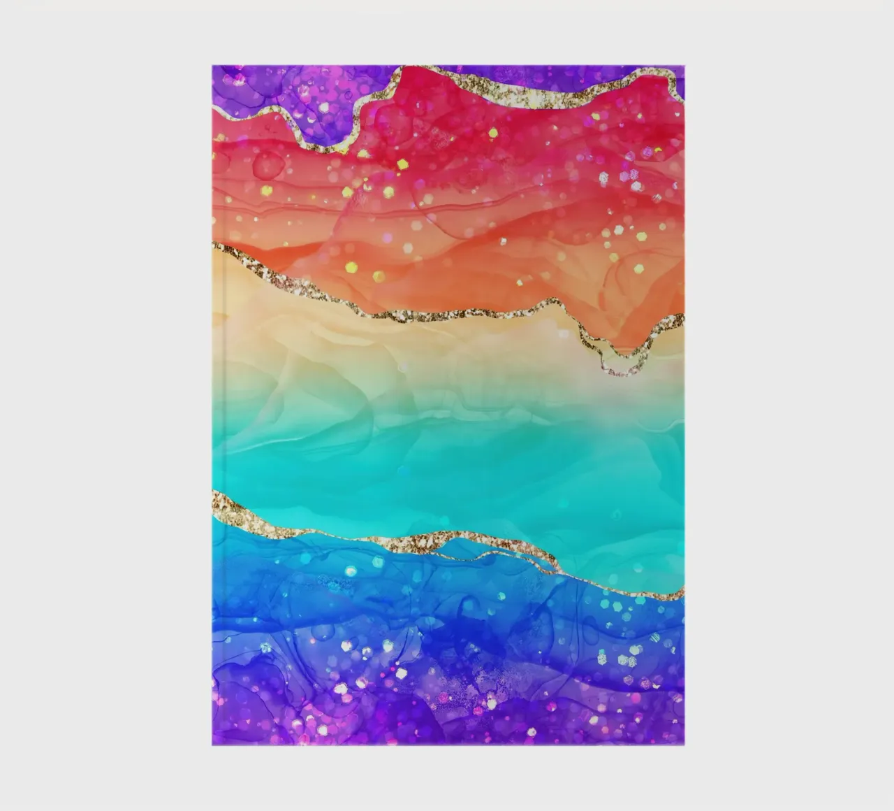 Vibrant Rainbow Glitter Agate Texture 02 notebook by Gemstone Textures