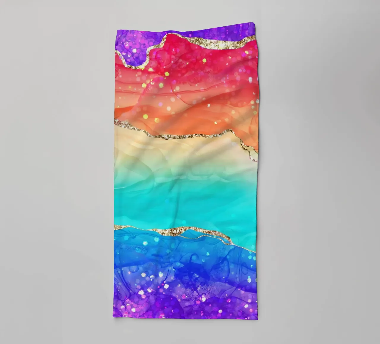 Lebendiger Regenbogen-Glitzer-Achat Struktur 02 Handtuch von Gemstone Textures