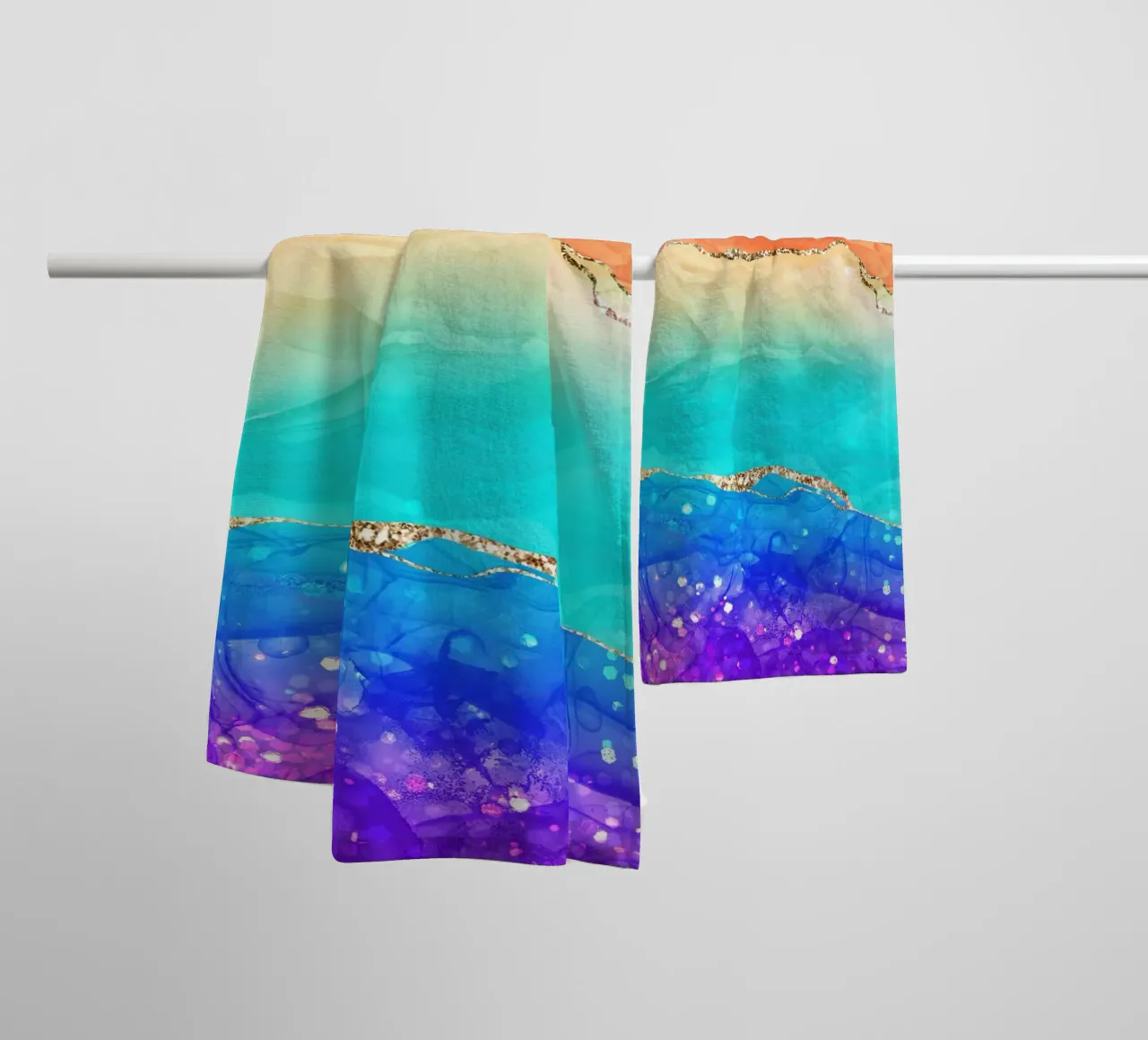 Lebendiger Regenbogen-Glitzer-Achat Struktur 02 Handtuch von Gemstone Textures