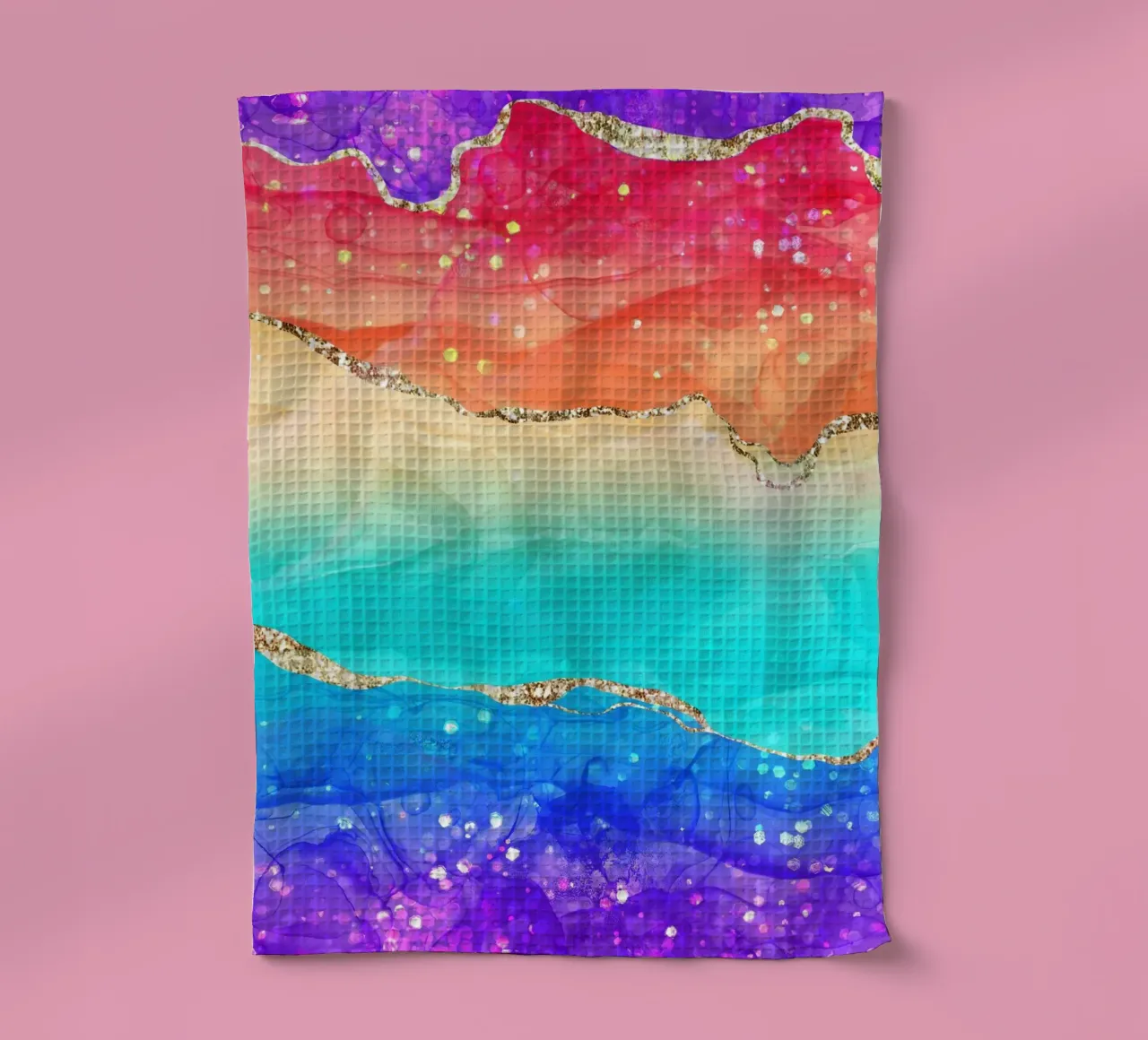 Lebendiger Regenbogen-Glitzer-Achat Struktur 02 Geschirrtuch von Gemstone Textures