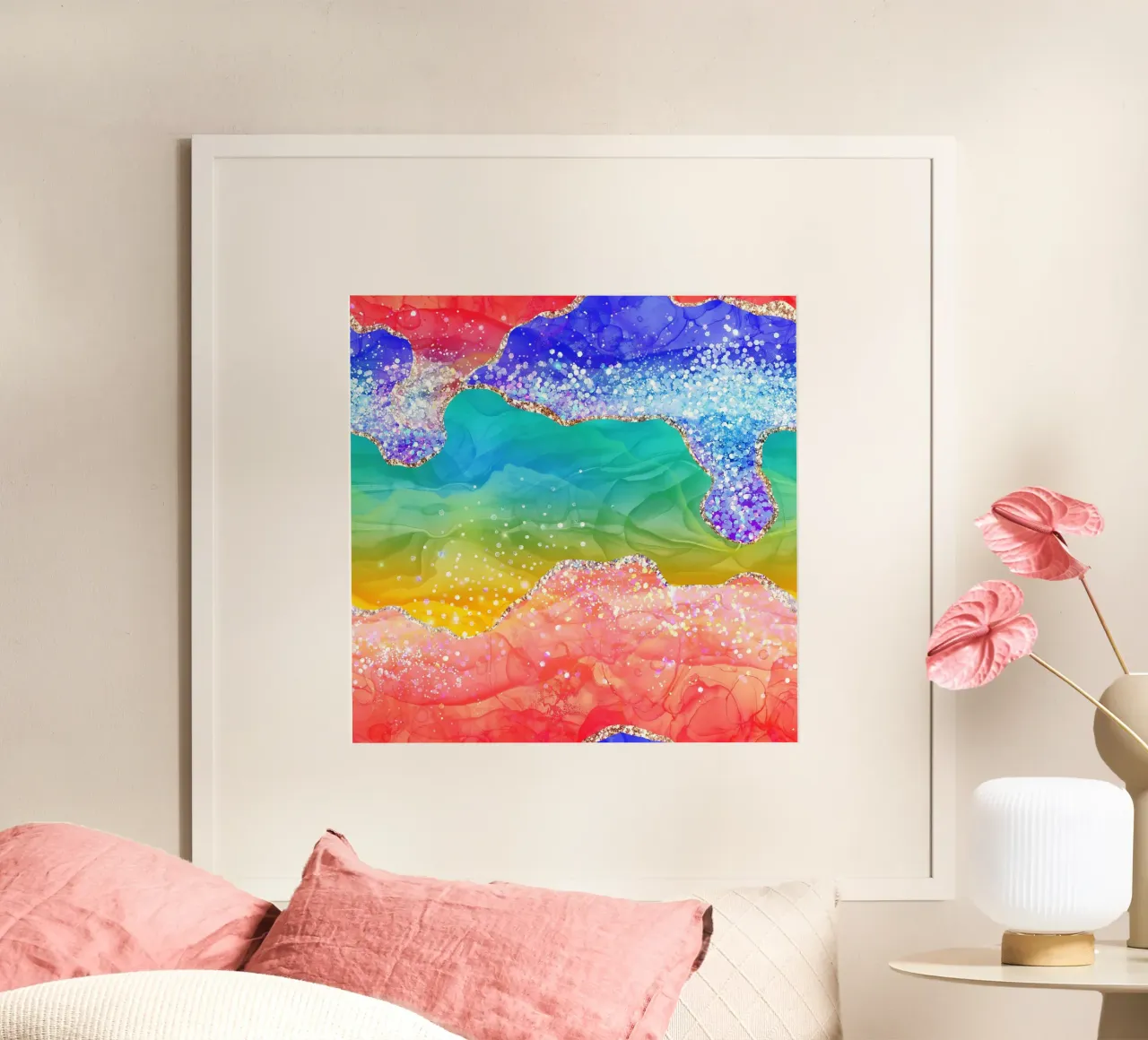 Lebendiger Regenbogen-Glitzer-Achat Struktur 03 Hahnemühle von Gemstone Textures