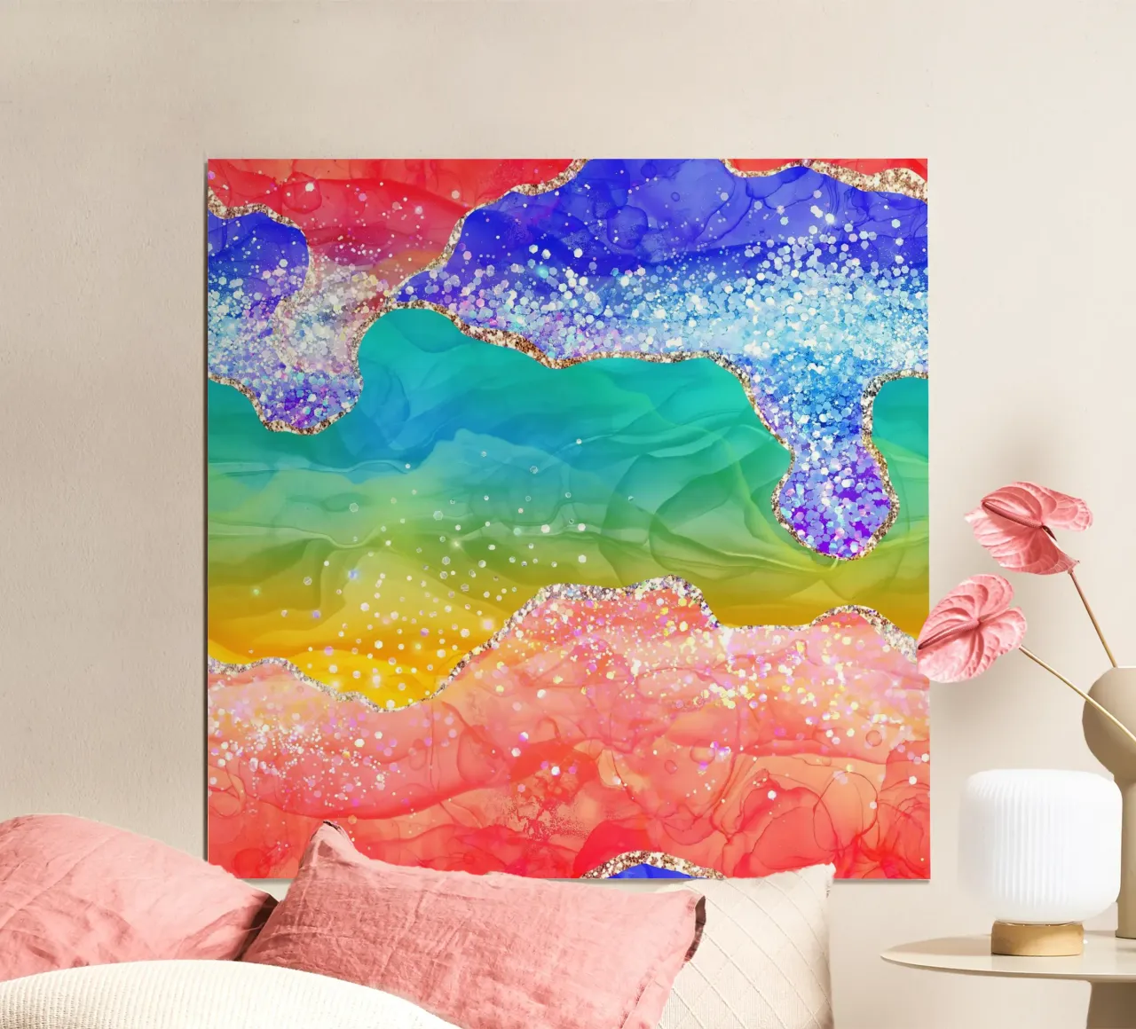 Lebendiger Regenbogen-Glitzer-Achat Struktur 03 Hahnemühle von Gemstone Textures