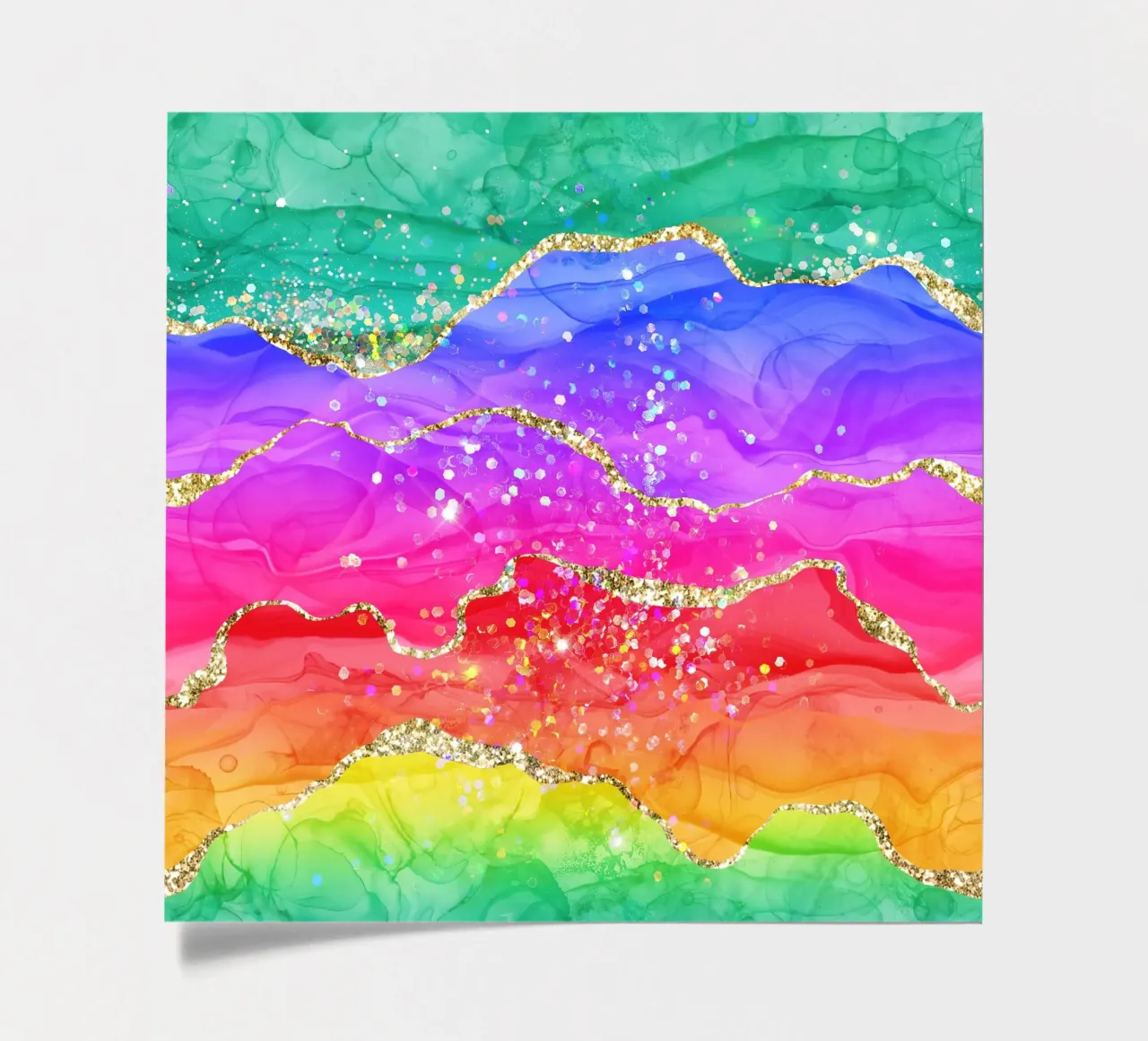 Lebendiger Regenbogen-Glitzer-Achat Struktur 04 Stickerbogen von Gemstone Textures