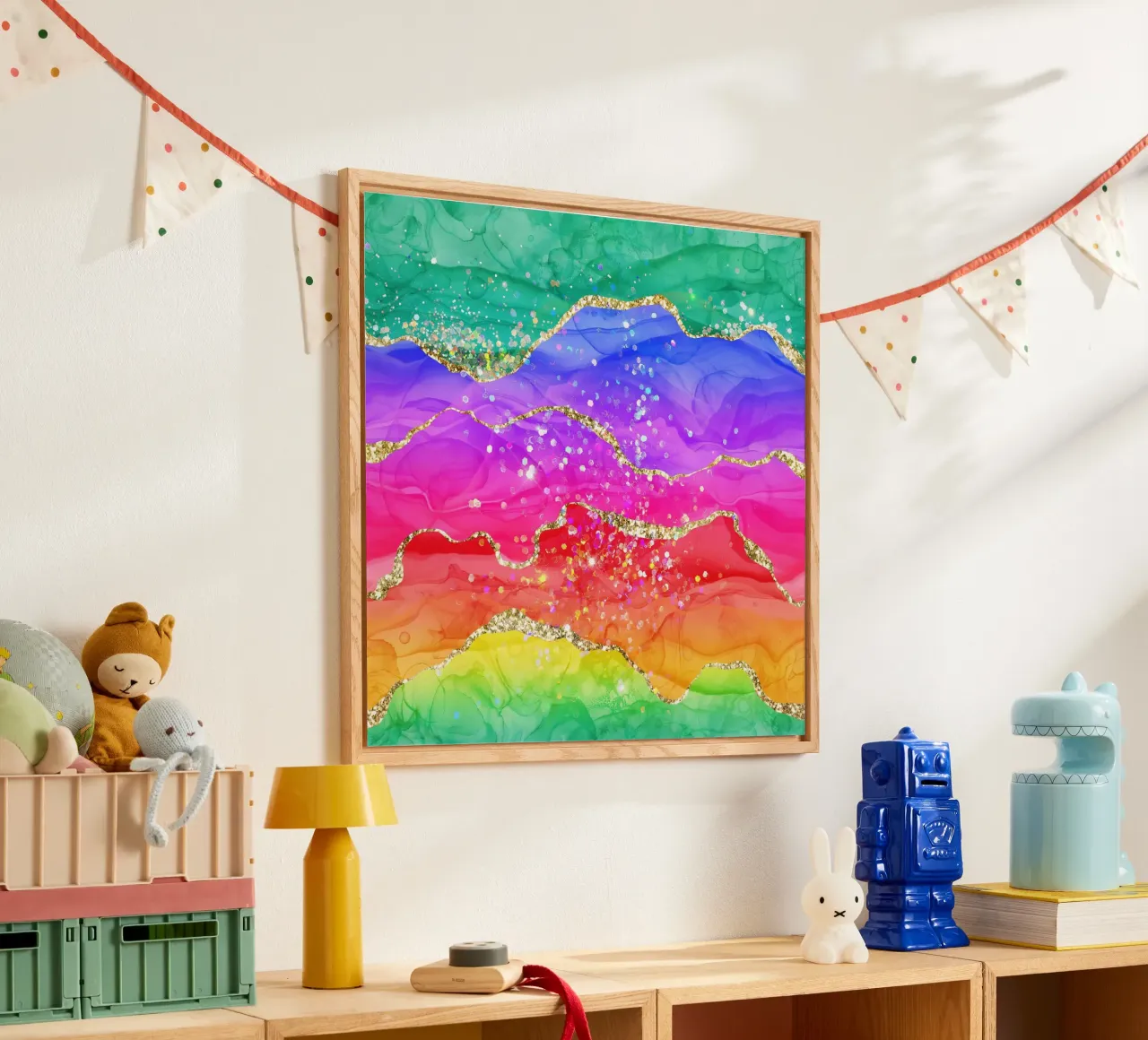 Lebendiger Regenbogen-Glitzer-Achat Struktur 04 Acryl-Glas von Gemstone Textures