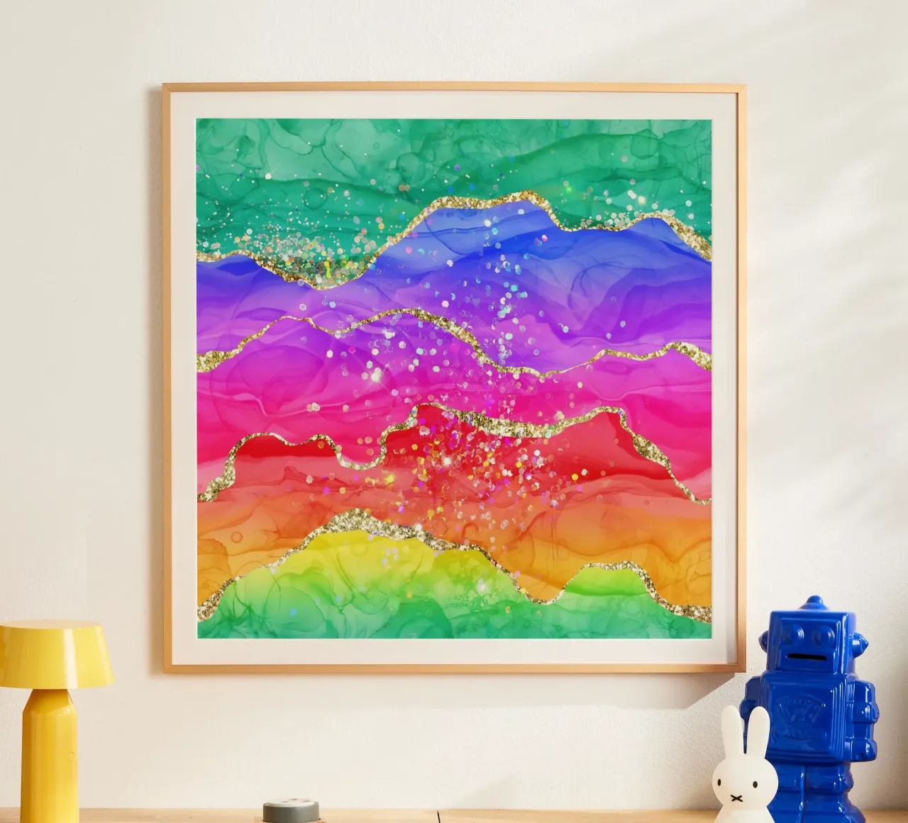 Lebendiger Regenbogen-Glitzer-Achat Struktur 04 Hahnemühle von Gemstone Textures