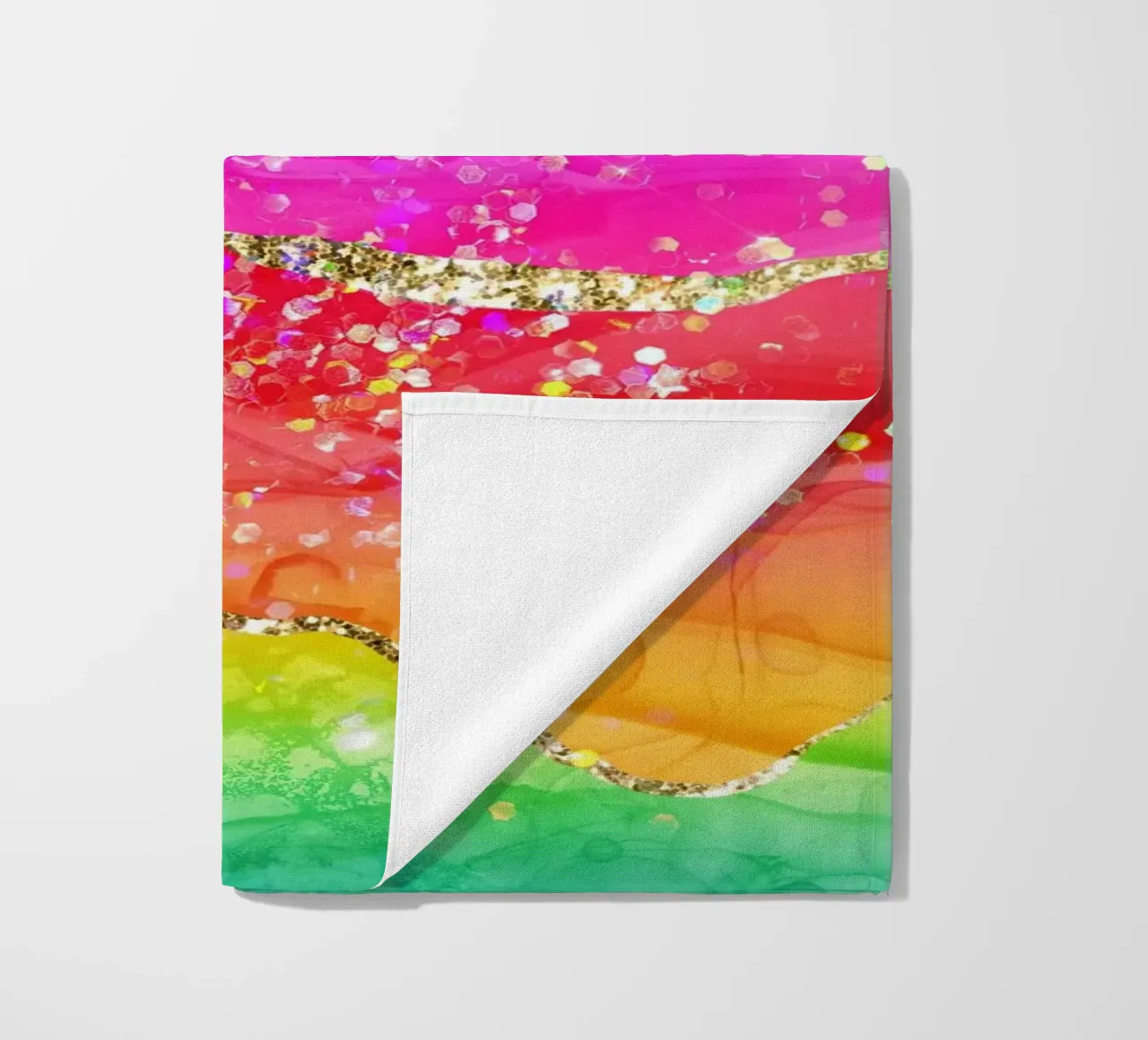 Lebendiger Regenbogen-Glitzer-Achat Struktur 04 Strandtuch von Gemstone Textures