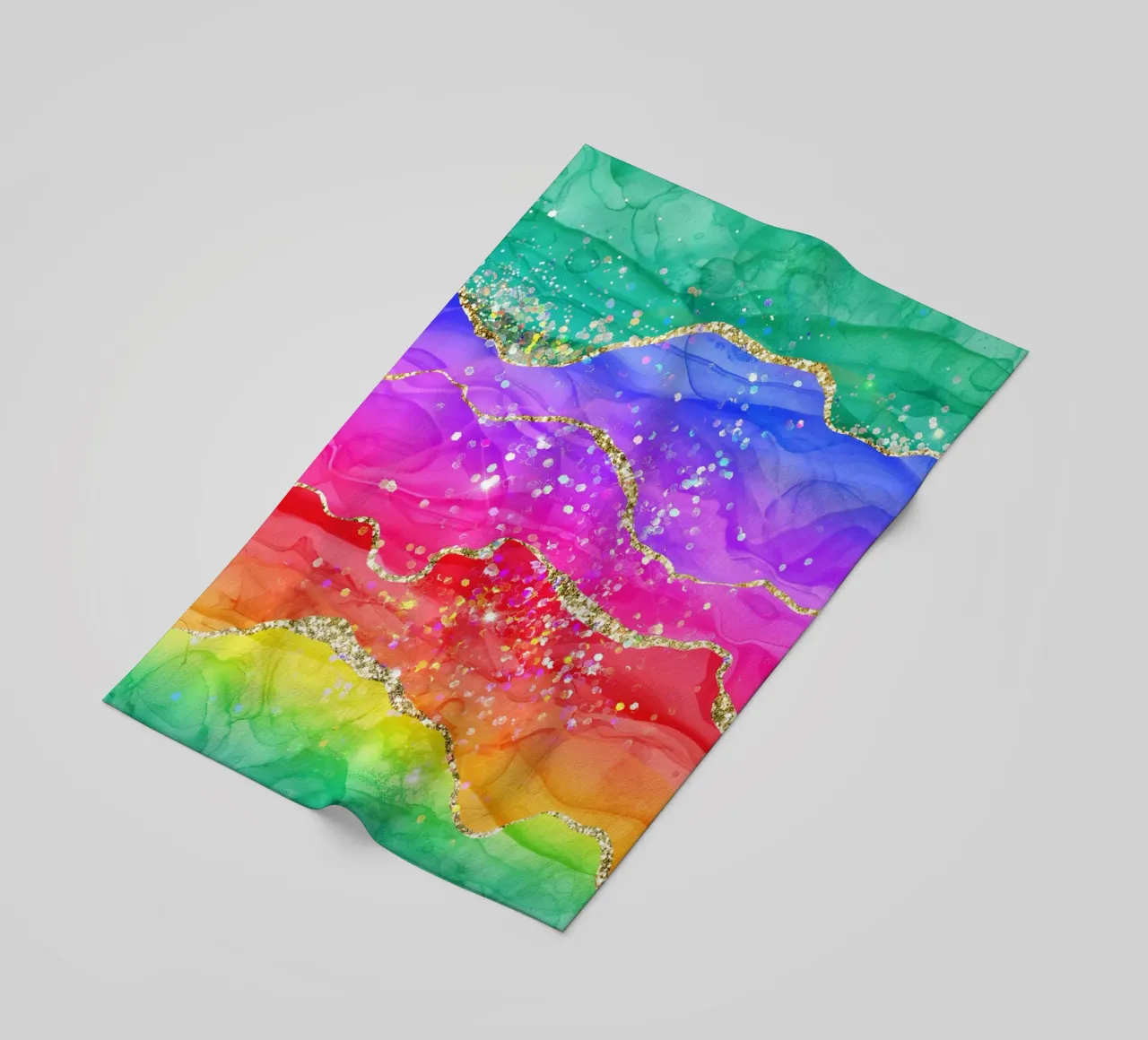 Lebendiger Regenbogen-Glitzer-Achat Struktur 04 Strandtuch von Gemstone Textures