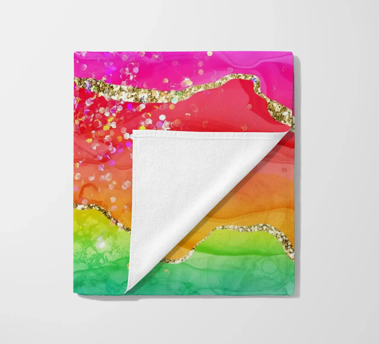 Lebendiger Regenbogen-Glitzer-Achat Struktur 04 Strandtuch von Gemstone Textures