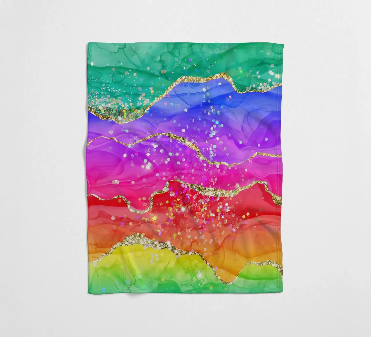 Lebendiger Regenbogen-Glitzer-Achat Struktur 04 Fleecedecke von Gemstone Textures