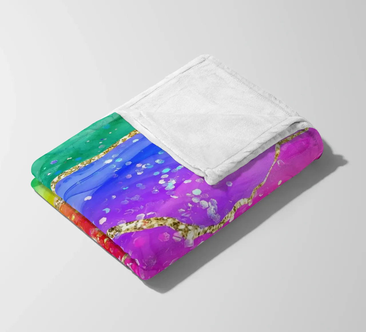 Lebendiger Regenbogen-Glitzer-Achat Struktur 04 Fleecedecke von Gemstone Textures