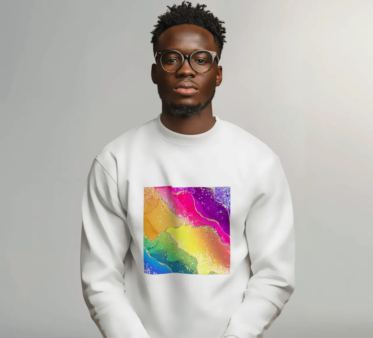 Lebendiger Regenbogen-Glitzer-Achat Struktur 05 Sweatshirt von Gemstone Textures
