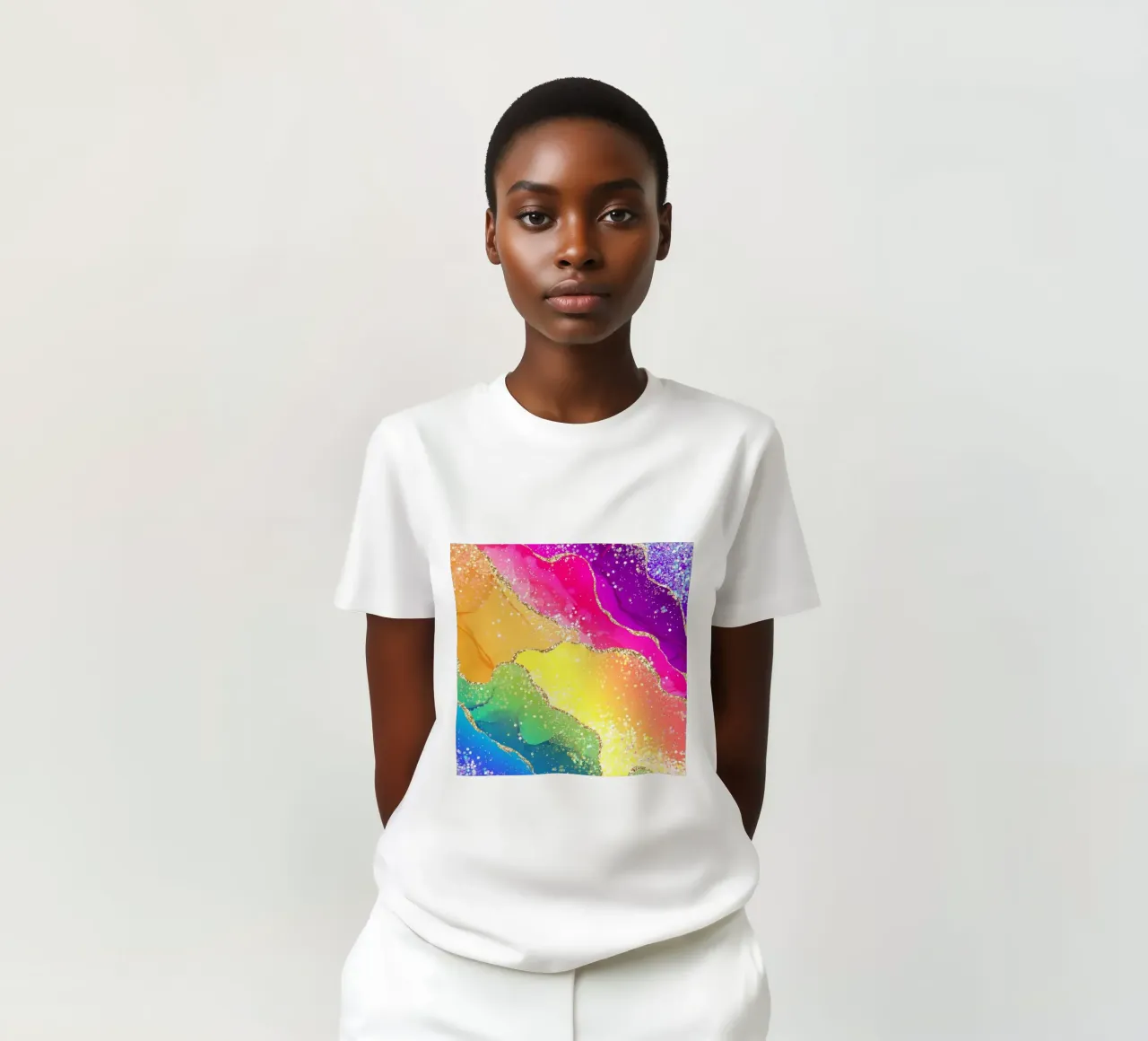 Lebendiger Regenbogen-Glitzer-Achat Struktur 05 T-Shirt von Gemstone Textures