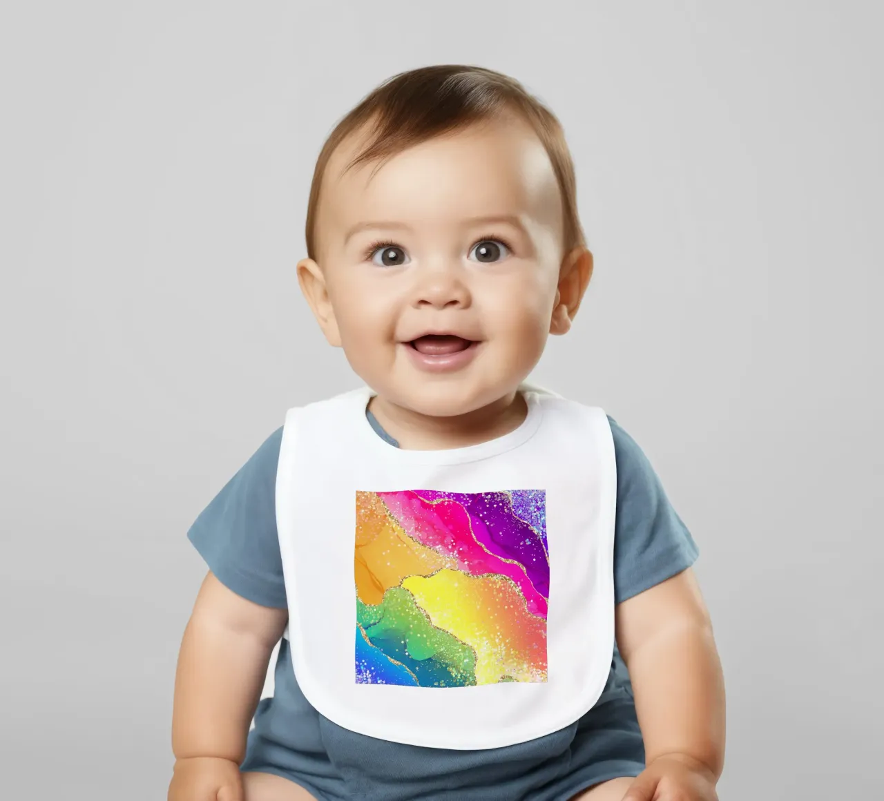 Lebendiger Regenbogen-Glitzer-Achat Struktur 05 Babylätzchen von Gemstone Textures