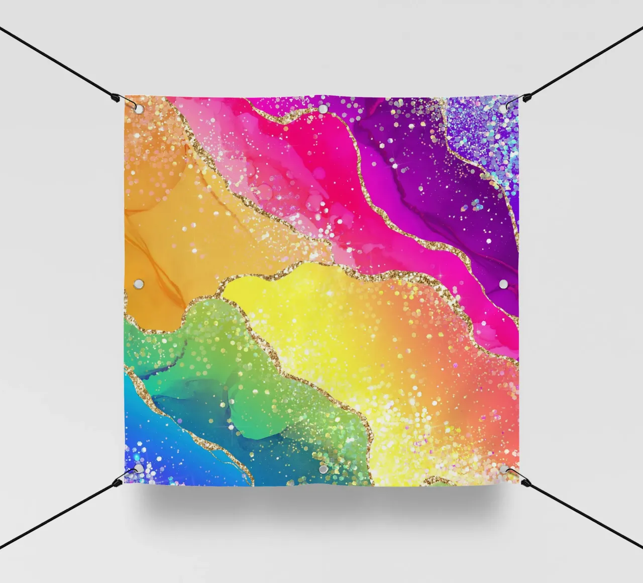 Vibrant Rainbow Glitter Agate Texture 05 pvc cover by Gemstone Textures