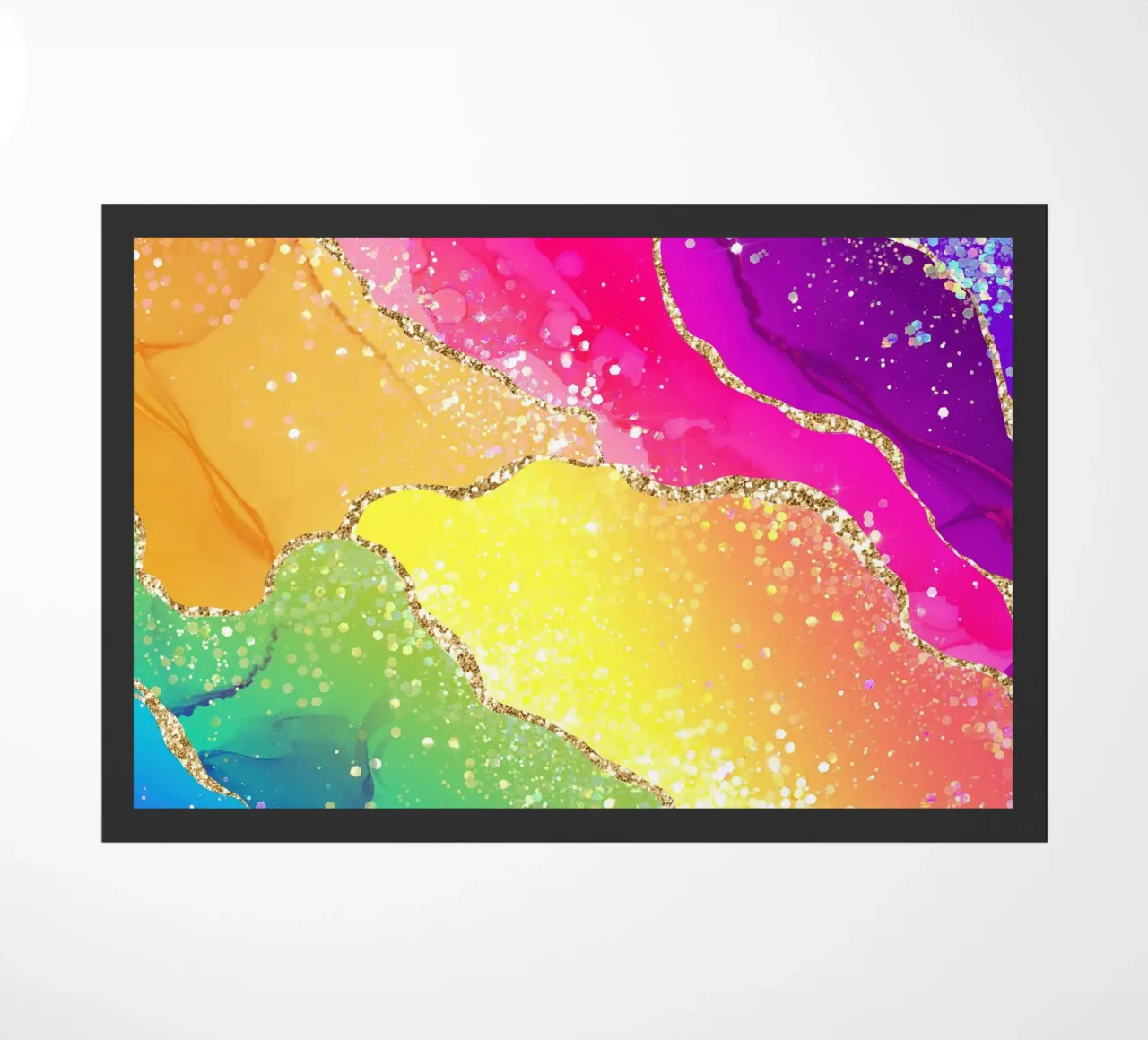 Lebendiger Regenbogen-Glitzer-Achat Struktur 05 Fußmatte von Gemstone Textures