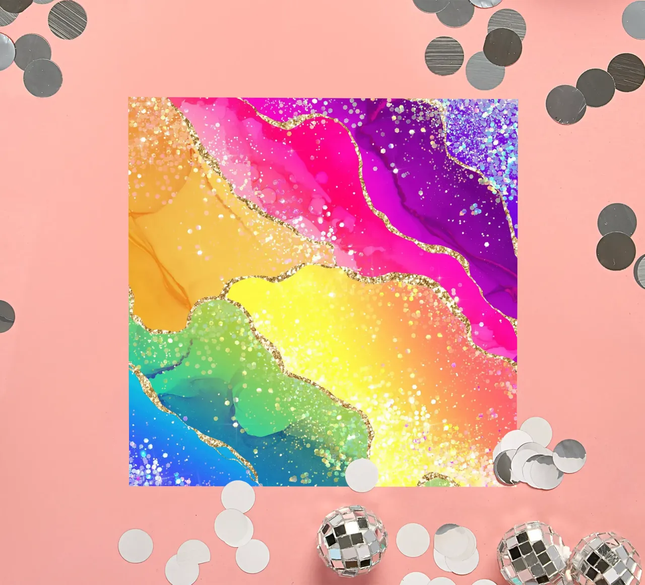Lebendiger Regenbogen-Glitzer-Achat Struktur 05 Sticker von Gemstone Textures
