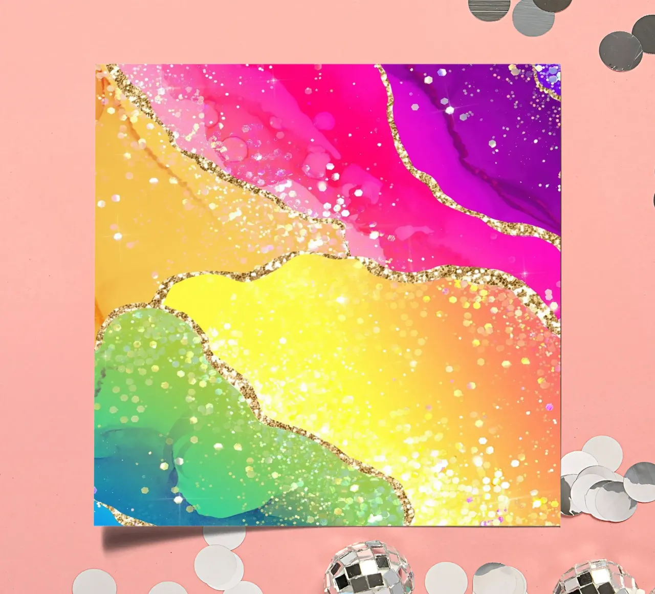 Lebendiger Regenbogen-Glitzer-Achat Struktur 05 Stickerbogen von Gemstone Textures