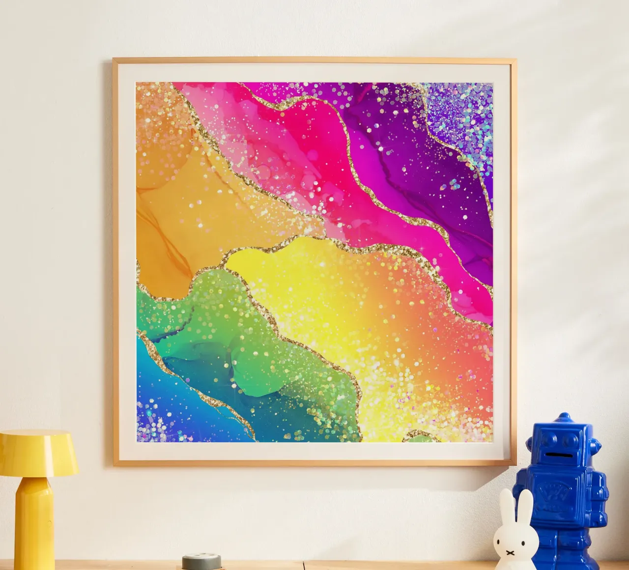 Lebendiger Regenbogen-Glitzer-Achat Struktur 05 Hahnemühle von Gemstone Textures